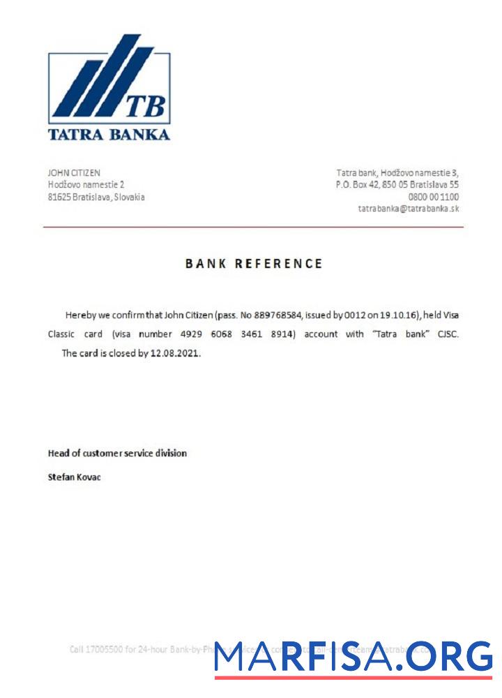 Downloadable Slovakia Tatra Bank closure reference example